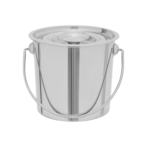 Extra Thick 6L Stainless Steel Barrel Bucket Food Water storage with Lid Milk Can Milk Transport Storage Wine Pail Liquid Storage Champagne Cooler Stainless Steel Pail Kitchen Bucket Cancooker