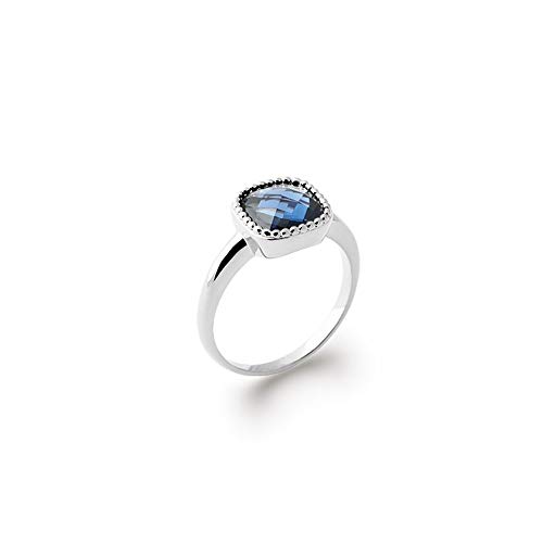 Bague Alliance en Argent 925 Tata Gisèle sertie d'une pierre bleu saphir