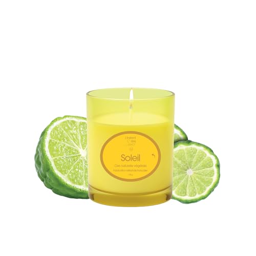 L'Instant des Sens Bougie Parfumée - Bougie Naturelle à la Cire de Soja - Bougie Cadeau Décorative - Senteur Apaisante Relaxante - Fabriquée en France - 190g (190g, Jasmin, Bergamote, Ambre, Vanille)