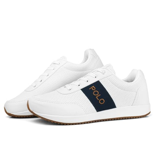 Tênis Polo Masculino Casual Sapato Sneaker Conforto Estilo Fino Cor:Branco;Gênero:Masculino;Tamanho: