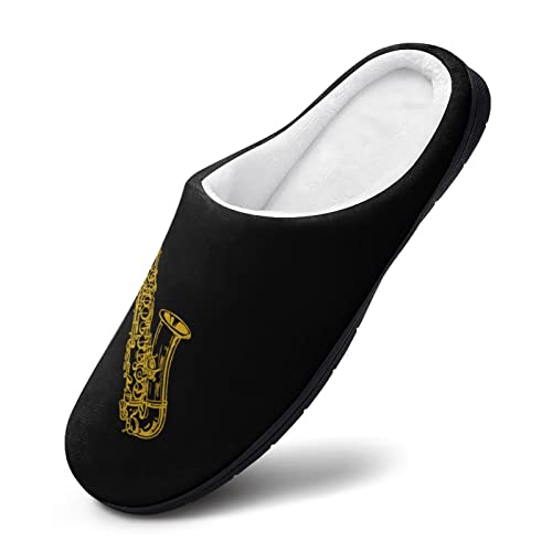 Saxophone Musical Instrument Men's Cotton Slipper House Shoes Memory Foam Soft Indoor/Outdoor2