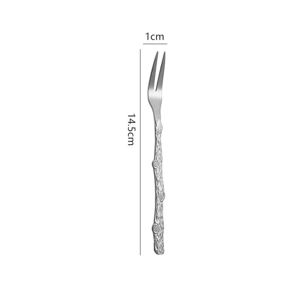 LYVQZPWLRcuchara de Acero Inoxidable, Tenedor de Fruta Tenedor de Fruta Tenedor de Postre Creativo Tenedor Occidental for Postre Pastel Fruta(Silver)