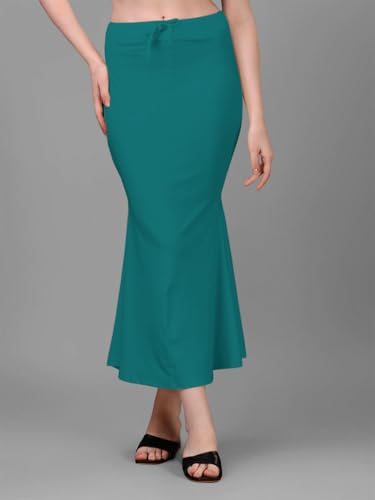 Image of Women's Saree Shapewear Petticoat, Cotton Blend Stretchable Mermaid Skirt, High Waist Tummy Control, Smooth Curve Fit with Adjustable Drawstring
