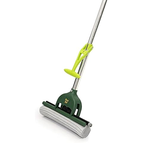 Pine-Sol PVA Sponge Roller Self Wringing Easy Squeeze for Wet Mopping | Telescoping Household Cleaning Tool for Multi-Surface Hard Floors | Extendable Metal Handle, Green Cover