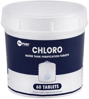 Bepure Chloro 1000 | Water Purification Chlorine Tablets for Water Tank | Pack of 60 Tablets | Eliminates Bacteria, Algae and Odor from Water Tank | 60 Tablets for 60000 litres