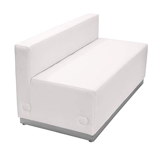 Flash Furniture Hercules Alon Series White Leathersoft Loveseat With Brushed Stainless Steel Base #TOP12