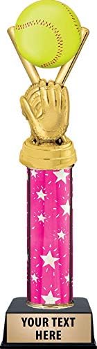 Crown Awards Softball Trophies, Softball Coach Trophy Engraved with Personalized Text, Personalized Pink Softball Trophy Prime