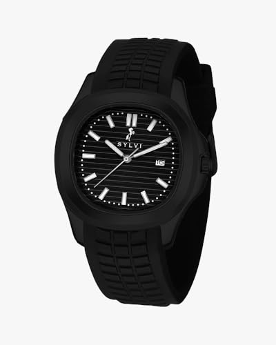 Image of Sylvi Urbanic Men's Analog Watch with Date Display, Silicone Strap, Water Resistant