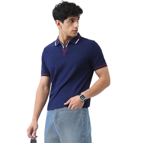 Image of Urbano Fashion Men's Solid Regular Fit Half Sleeve Cotton Polo T-Shirt
