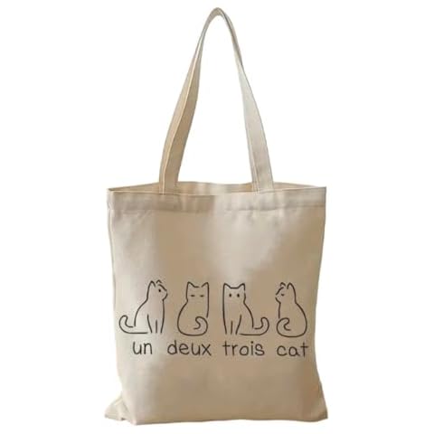 Reusable Cat Linen Tote Bag Gift Cover