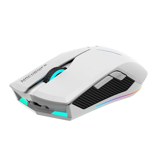 MACHENIKE M721 Gaming Mouse Wireless/Wired Computer Mouse, 10000 DPI High Speed Superlight Mouse with RGB Backlit, 2.4G/USB-C Gaming Mouse for PC and Mac (White)