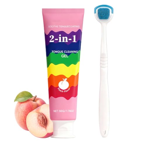 Holdes Gel Limpiador de Lenguas | Raspador Y Cepillo Para La Limpieza De Encívas Y Dientes - Kit De Limpieza Para Lenguas, Para La Higiene Adultos Hombres Y Viajes