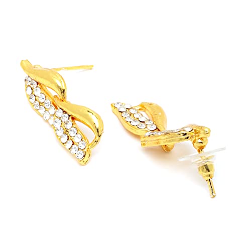 American Diamond Leaf Necklace Set With Bracelet (Golden)