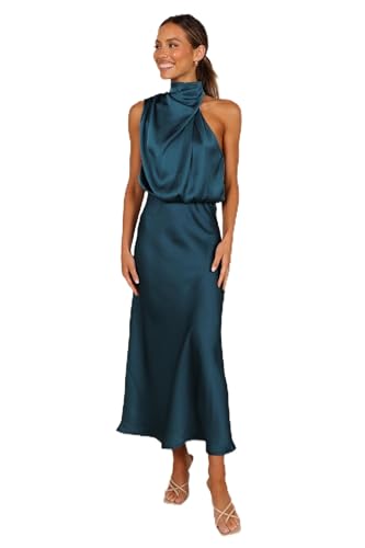 Petal & Pup Anabelle Halter Neck Midi Dress - Teal S