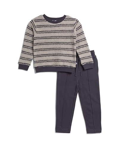 Splendid Boys' Loopy Stripe Knit Longe Sleeve Set, Grey Marle, 5