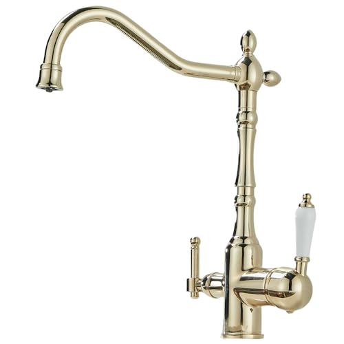 Mitigeur 3 en 1 pour eau potable robinet cuisine dorée retro - 2