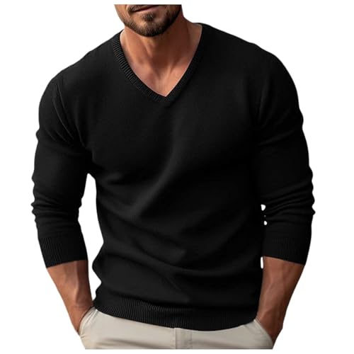 Mens Sweaters Casual V Neck Slim Long Sleeved Lightweight Knit Dress Pullover Soft Fleece Oversized Trendy Baggy Sweaters