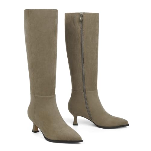 Image of Modatope Knee High Boots for Women Kitten Heel Boots