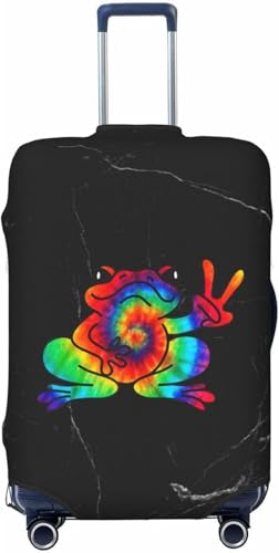 Tie Dye Frog Luggage Cover Multi Size Travel Luggage Protective Cover, X-Large, Black