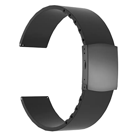 Ullchro Silicone Watch Strap Replacement Rubber Watch Band Waterproof - 16mm, 18mm, 20mm, 22mm, 24mm Watch Bracelet with Stainless Steel Deployment Buckle (22mm, Black) Cover