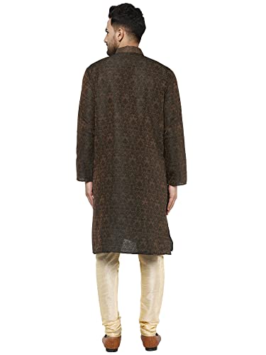 Image of Amazon Brand - Anarva Men's Jacquard Silk Embroidered Kurta Pyjama Set Paisley Thread Work Festive Party Dress