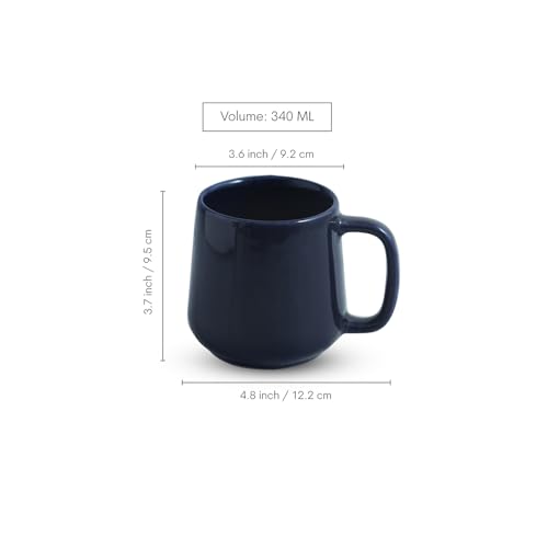 Image of ExclusiveLane 'Mariana Blues' Hand Glazed Ceramic Coffee Mug Ceramic Mugs for Milk Chai Tea Cup (Set of 2, 340 ML, in Gift Box, Microwave Safe, Dishwasher Safe)
