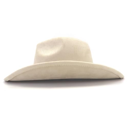 Image of Western Cowboy Hat for Women Men Classic Fedora Hats Wide Brim Suede Cowboy Hat for Women with Buckle Belt