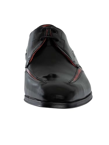 Men's Derby Leather Shoes, Black/Red4