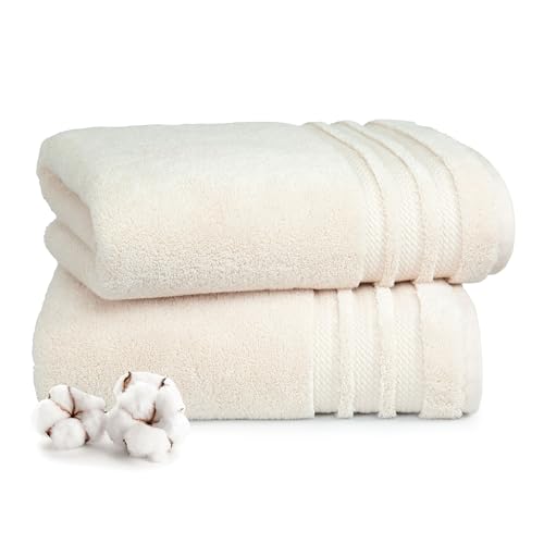 Image of MYTRIDENT Towels for Bath Large Size | Finesse Collection, 2 Piece Bath Towels | 75 cm x 150 cm | 625 GSM, Zero-Twist, Luxuriously Soft, 100% Cotton - Linen