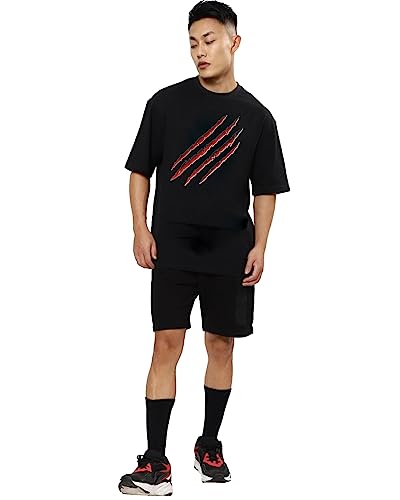 Image of Mens Oversized Printed Half Sleeve Branded Cotton T-Shirt for Mens || Back Printed t Shirts for Men || Oversized t Shirts for Men
