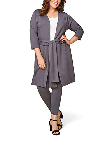 Fruit of the Loom Women's Plus Size Ponte Open Front Long Cardigan