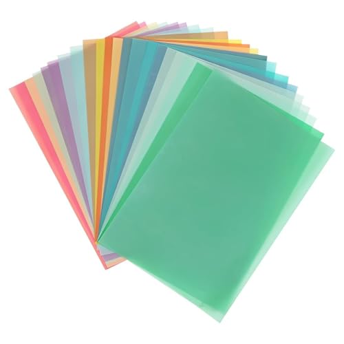 LACHT 20X Papier Vitrail Couleur, 20 Couleurs Différentes, A4 Papiers Calque Couleurs Transparent, Imprimable, Feuille Decalque, Papiers Vitrail Loisir...