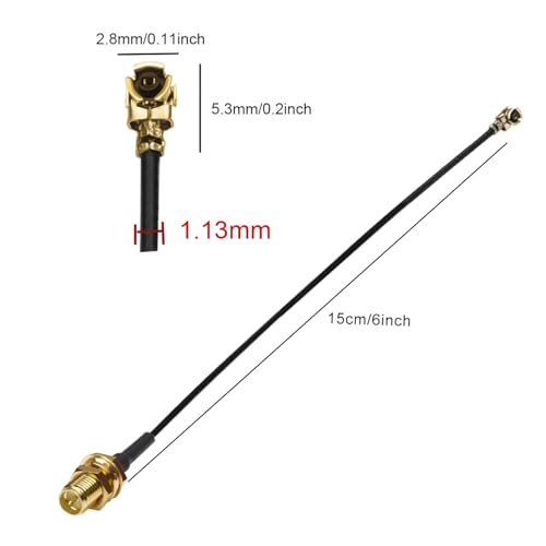 Cable coaxial RP-SMA hembra a U.FL 15cm x5 miniatura 2