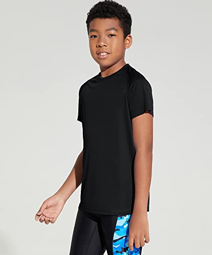 DEVOROPA Youth Boys Rash Guard Toddler Swim Shirts Short Sleeve Sun Shirts Lightweight Quick Dry UPF 50+ Kids Surf Swimsuit2