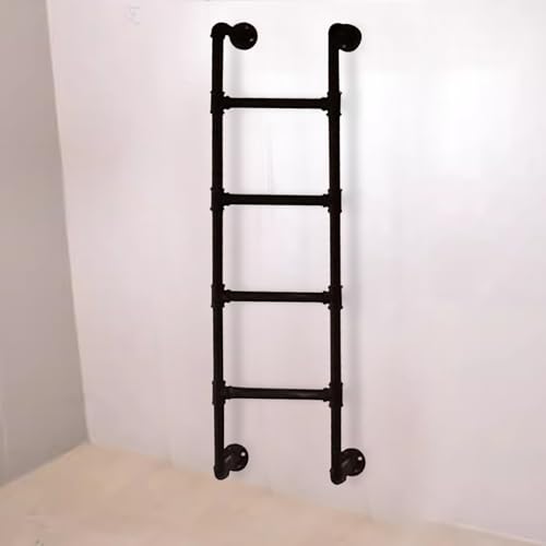 HUJIEAAA Escalera de Metal de Montaje en Pared para Loft de casa, Escalera Resistente para Ventana para Exterior/terraza/escalerilla de Escape de Incendios de 4 a 8 peldaños de Hierro forja