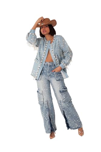 For her NYC Women's Sequin & Pearl Denim Jacket –