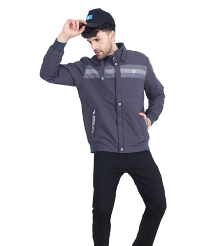 Image of Dollar Jacket For Men Casual Zipper Bomber For Winter In Grey Color