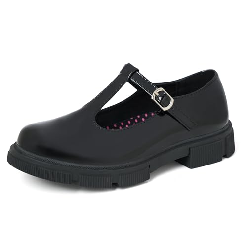 JABASIC Girls School Uniform Dress Shoes T-Strap Mary Jane Flats