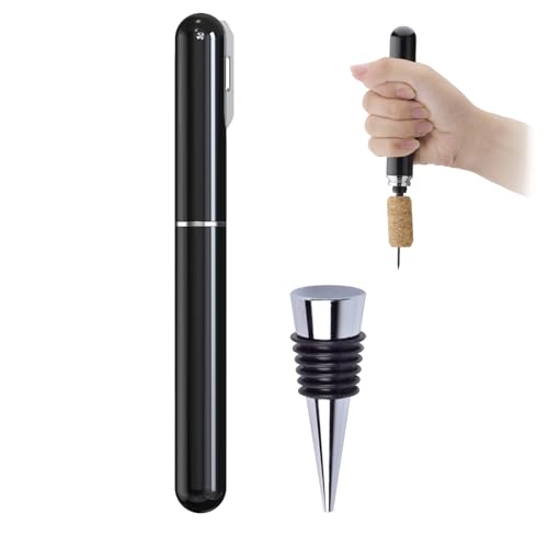 FBBULES Sacacorchos de Aire a Presión 2 en 1 con Tapones Acero Inoxidable Abridor de Vino Profesional Regalo para Amantes del Vino Hombre Mujer