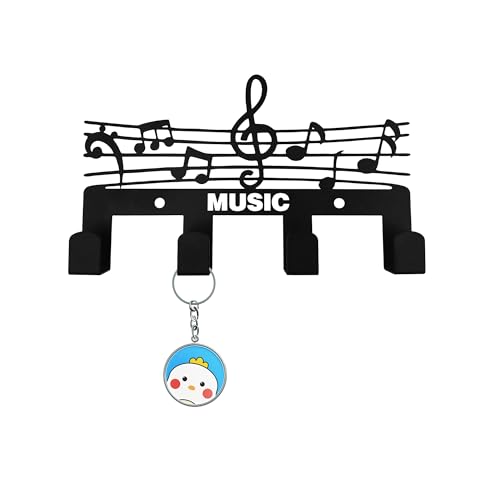 Xedatric Music Notes Key Hook Wall Mount Metal Musical Key Holder for Wall Key Hanger Wall Art Decor Decorative Key Hook for Gift Living Room Kitchen Office