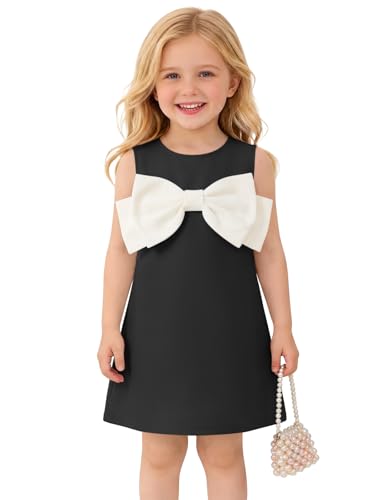 Haloumoning Toddler Baby Girl Dress Little Kids Cute Bow Knot Sleeveless Party Dresses 9M-8Y Black