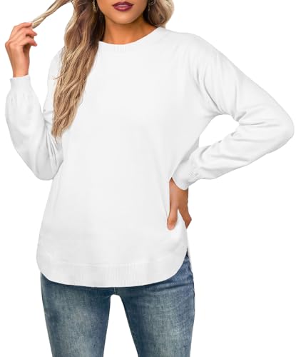 Image of GRECERELLE Womens Long Sleeve Lightweight Crewneck Sweater Tops Casual Soft Knit Pullover Jumper