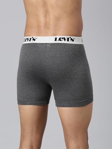 Image of Levi's 007A Classic Boxer Briefs for Men | 100% Pure Cotton | Solid Men's Underwear | Breathable | Anti-Roll Waistband | Extra Supportive Gusset | Functional Fly | Long Length Fit | Pack of 2