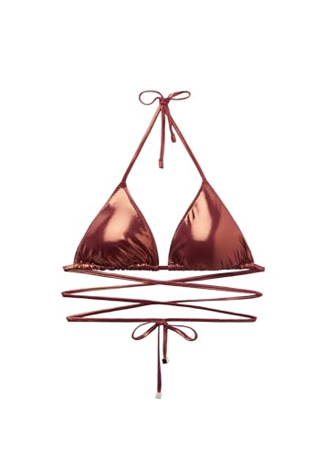 Woman's Triangle Swimsuit Top Metallic Skin