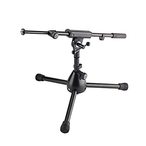 K&M - Konig & Meyer 25950.500.55 - Very Low Level Microphone Compact Stand - 2-piece Telescopic Boom Arm - Zinc Die-Cast Base - Professional Grade For All Musicians - German Made - Black