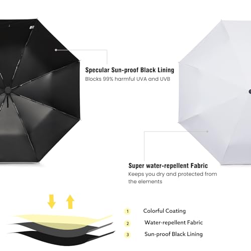 Image of G4Free UPF 50+ UV Protection Large Travel Umbrella 46 Inch Auto Open Close Windproof Sun Blocking Umbrella