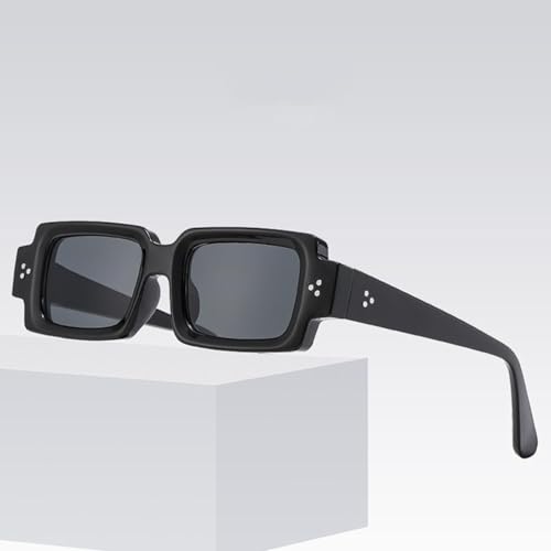 Lunettes de soleil rectangle rivets design vintage avec monture transparente - 2
