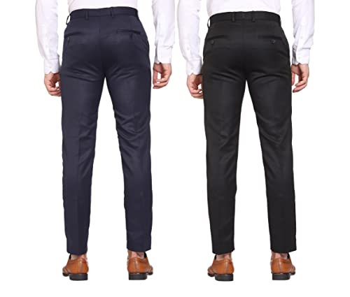 Image of MALENO Men Formal Trouser Regular Fit Solid | Soft and Breathable Pant Combo (Pack of 2)