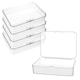 Aiyorse 5Pcs Small Plastic Storage Containers with Hinged Lids, Clear Rectangle Box for Collecting Small Items, Beads, Jewelry, Business Cards, Game Pieces, Crafts (4.13 x 2.95 x 0.98 Inch)