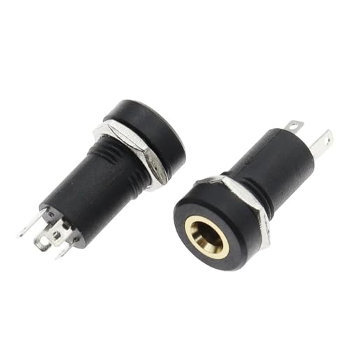 Conectores Jack de 3,5 mm PJ-392A negros para chasis, montaje en panel de 4 polos con tuercas
